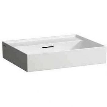 Lavabo Kartell Laufen 60x46 cm, sin orificio para grifería, con rebosadero, cerámica Saphir, color blanco