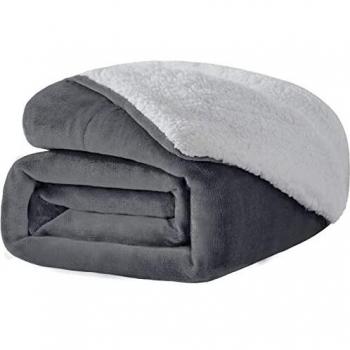 WAVVE Manta Sherpa Franela Reversible 130x150 cm para Cama 80, Manta Felpa de Sofá, 100% Microfibra, Suave, Caliente, Transpirable para Hogar, Oficina, Viaje