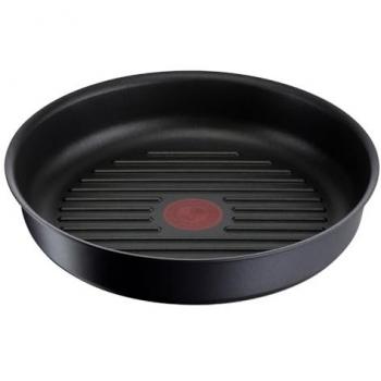 Sartén grill Tefal Ingenio Eco Resist 26 cm, Inducción, Antiadherente, Aluminio fundido, Apilable, Compatible lavavajillas, Color Negro