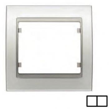 Marco 2 Elementos Horizontal en Zamak Serie Mega en Blanco Perla MABE BJC
