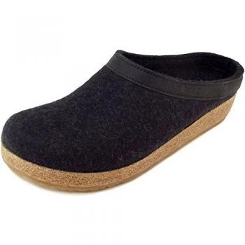 Pantuflas Haflinger Grizzly Torben para Hombre en Filz de Lana Graphito, Talla 45