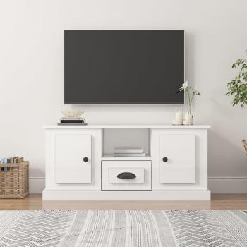 Mueble para TV de madera contrachapada blanco brillo 100x35,5x45 cm