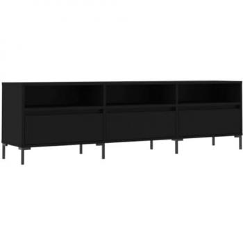 Mueble de TV madera contrachapada negro 150x30x44,5 cm