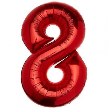 ToyCentre Amscan 22/55 x 35/88 cm Number 8 Super Shape Foil Balloon, Red