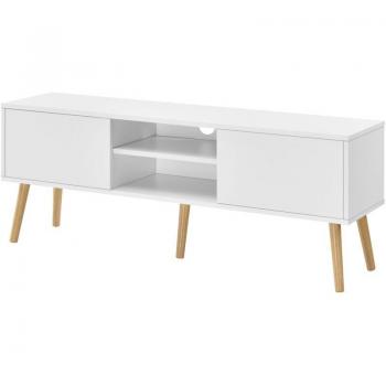 Mueble de TV de diseño en PVC 120 cm blanco efecto roble