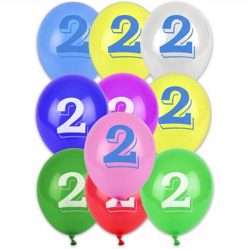 Bolsa de 8 globos con el número 2 impreso