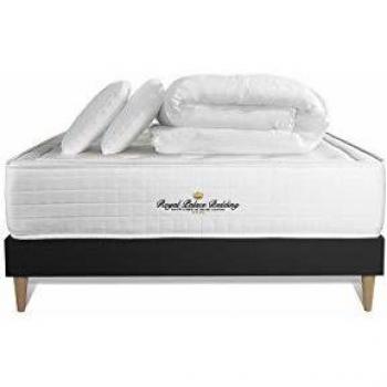Pack de Ropa de Cama Royal Palace - Colchón Viscoelástico Negro 180x200 con Somier, Almohada y Edredón