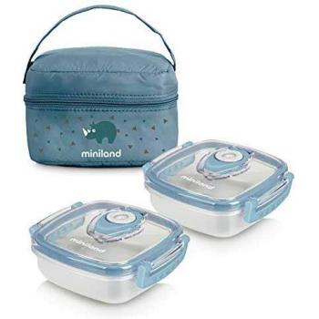 Miniland Baby - Recipiente Para Comida, Azul, 3 Unidad