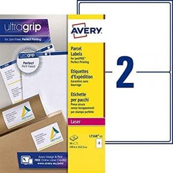 Avery L7168-15 Etiquetas para Impresoras Láser, 199.6 x 143.5 mm, Blancas, Paquete de 15 Hojas