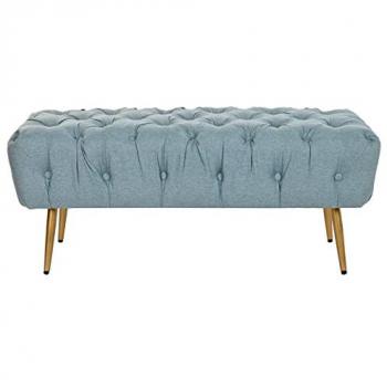 Banqueta DKD Home Decor 103 x 46 x 42 cm Azul Dorado Metal