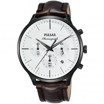 Seiko Quartz Analog Men's Watch with Leather Strap 44mm Pulsar PT3895X1