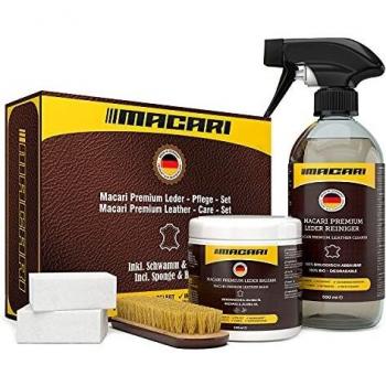 Macari Set de Mantenimiento de Cuero Zapatos sofá y Coche. Limpiador Cuero Coche y Grasa/Crema para Cuero como Accesorios para de Limpieza de Zapatos, Sets de Reparaciones de Cuero Limpiador Cuero