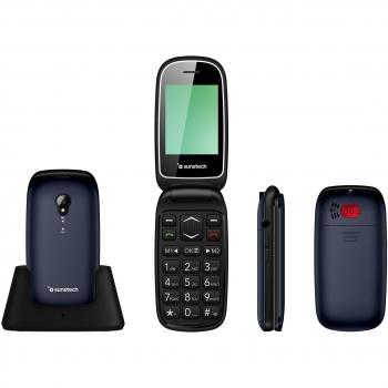 Sunstech CELT17 - Teléfono móvil Compacto de diseño Elegante, Teclas Grandes y botón SOS. Color Azul.