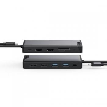 ALOGIC USB-C 12-in-1 Mini Dock, FHD @60Hz Dual Display, 2x HDMI, 1x VGA, 100W PD, 2x USB-C, 2x USB-A 2.0, 2x USB-A 3.0, RJ45, MicroSD & SD Card Reader, MacBook/Surface & other USB-C devices compatible