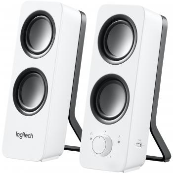 Logitech Z200 2.0 Multimedia Speakers, 10W, Control de Graves, Entrada Jack 3.5mm, Cable de 1.80m, Color Blanco (Modelo: 980-000811)