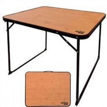 Mesa plegable para camping con efecto bambú 67x80x60 cm