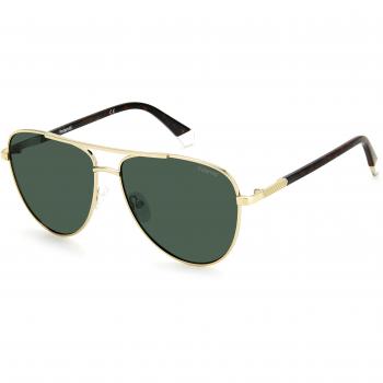 Polaroid Aviator Unisex Gold Green Polarized Sunglasses Metal - One Size