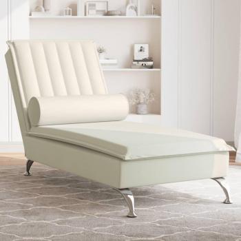 Cojín Roller Chaise Longue Masajes con Terciopelo Crema