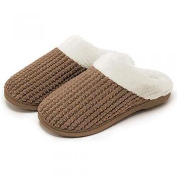 Kuako Zapatillas de Estar por casa con Forro de vellón para Mujer Antideslizantes Espuma de Memoria para Interiores Zapatos cálidos acogedores de la casa