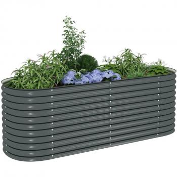 vidaXL Garden Raised Bed 240x80x81 cm Galvanised Steel Grey