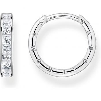 Thomas Sabo Sterling Silver White Pavé Hoop Earrings CR668-051-14