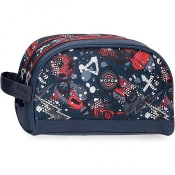Neceser Movom Free Time Marino/ Multicolor Adaptable con Doble Compartimento 11x26x16 cm