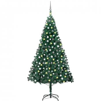 vidaXL Artificial Pre-lit Christmas Tree with Ball Set Green 240 cm