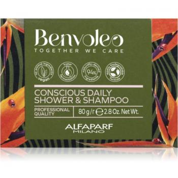 Alfaparf Milano Benfoleo Conscious Daily Shower & Shampoo 80gr - champú Ducha, orgánico, sólido, 3 en 1