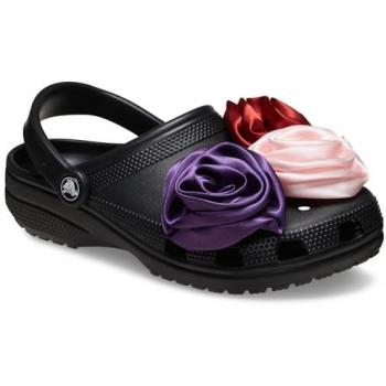 Crocs Classic Rosette Clogs - Black, Women's Size US 6, Unisex Size W6/M4