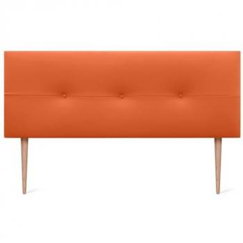Cabecero de Cama Tapizado en Polipiel Naranja con Botones y Patas - 150x105cm