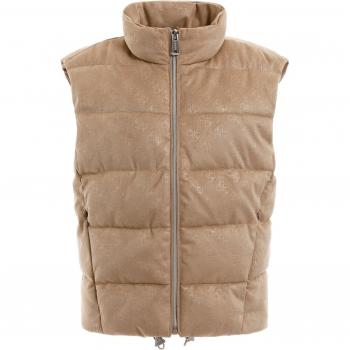 Guess Jole Beige Faux Suede Puffer Vest