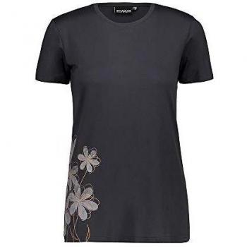 CMP T-Shirt Stretch con Stampa Camiseta, Mujer, Antracite/Solarium, 46