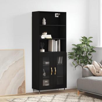 Alacena aparador alto madera multicapa contrachapada negro 69,5x34x180 cm