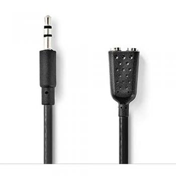 Nedis Cable de Audio Estéreo 3.5mm M-2X 3.5mm F 0.2m Negro