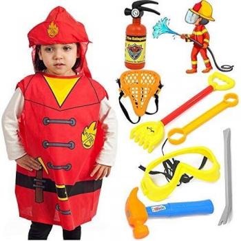 Harxin Disfraz de Bombero para Niños, Accesorios para Bomberos, Juego de Disfraz de Juego de rol de Bombero 3-6 Años Niños y Niñas