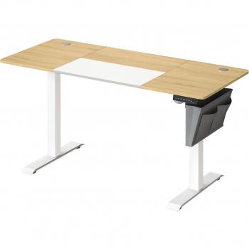 Escritorio Eléctrico Ajustable Songmics, 60 x 140 x (72-120) cm, Sin Escalonamiento, Memoria con 4 Alturas, Tablero Empalmado, Amarillo Paja