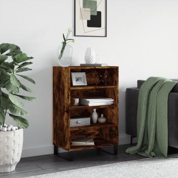 Aparador alto de madera de ingeniería en roble ahumado 57x35x90 cm, mueble de almacenaje para salón, buffet, armario auxiliar y armario de almacenamiento