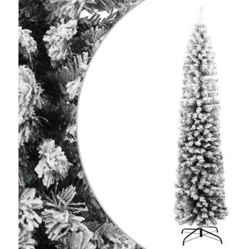 Slim Artificial Christmas Tree with Flocked Snow Green 180 cm PVC