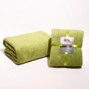 Sancarlos - Manta lisa microfibra, Verde, Cama de 90/105, Tamaño 170x240 cm