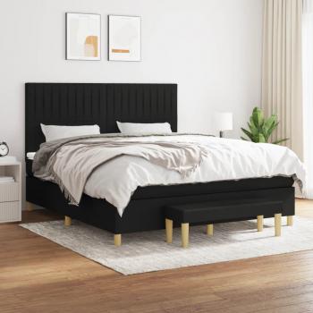 Cama box spring con colchón negro 180x200 cm en tela