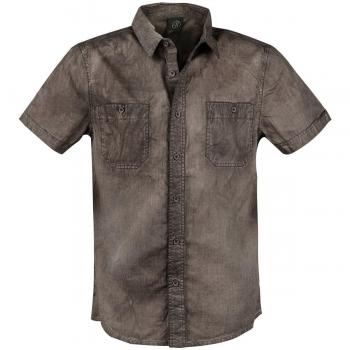 Brandit Roadstar Hombre Camisa Manga Corta Marrón M, 100% algodón, Vintage Regular