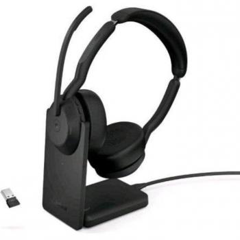 Jabra Evolve2 55 Auriculares Inalámbrico y con Cable para Centro de Llamadas con Base de Carga Negro y Micrófono Integrado