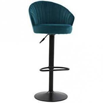 Taburete de bar terciopelo azul petróleo IZAAC