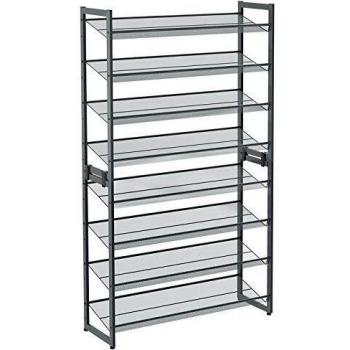 Juego de 2 Estantes Zapateros Apilables de 4 Niveles - Estantes de Malla Metálica Ajustables o Planos, Total 8 Niveles, Organizador para Zapatos Etagère à chaussures