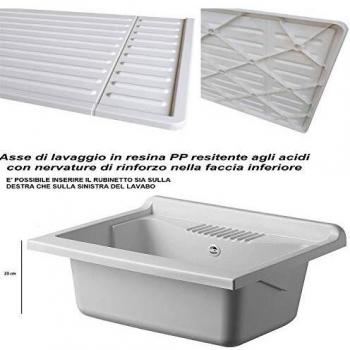 Mueble Lavatoio de Resina 60x50 con Fregadero y Asse de Lavado para Interior y Exterior