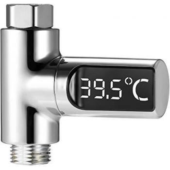 mewmewcat Termómetro de ducha, LED digital en tiempo real, monitor de temperatura del flujo de agua con pantalla giratoria de 360° para niños y mascotas