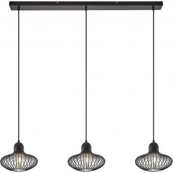 Lámpara colgante Justinos de Lindby, 3 luces, negra, hecha de metal, adecuada para salón y comedor, con portalámparas E27