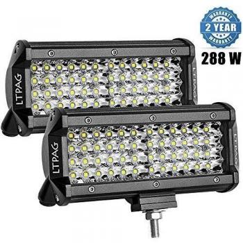 LTPAG 2pcs Foco Led Tractor, 7 144W 14400LM Super Bright y Potentes Faros Trabajo Led Coches 6000K IP68 Impermeable de Faros Luz Adicionales Blanco Frío Para off-road,Camión