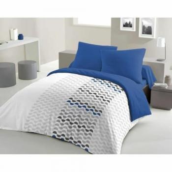 Juego de funda nórdica microfibra AMBROISIE 220 x 240 cm + 2 fundas de almohada 63 x 63 cm - Azul