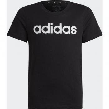 Adidas Essentials Linear Logo Girl's Slim Fit Cotton T-Shirt - Black - Size 14